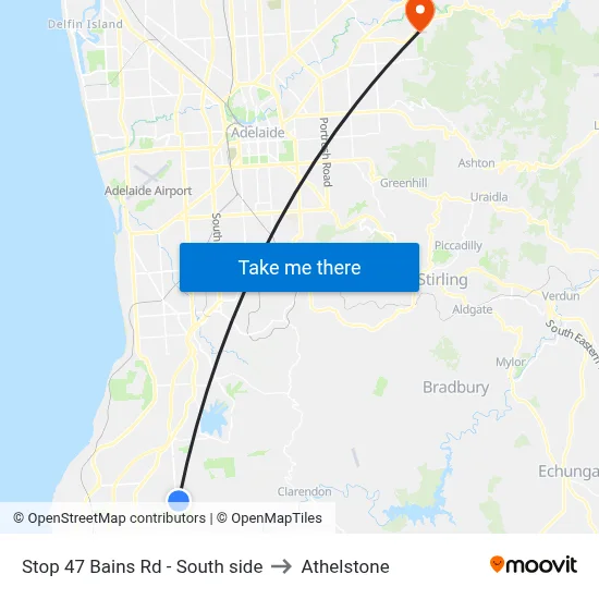 Stop 47 Bains Rd - South side to Athelstone map