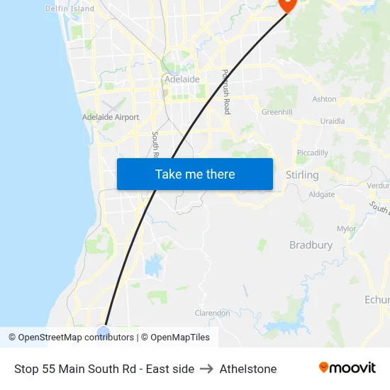 Stop 55 Main South Rd - East side to Athelstone map