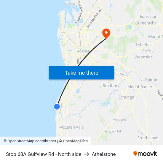 Stop 68A Gulfview Rd - North side to Athelstone map