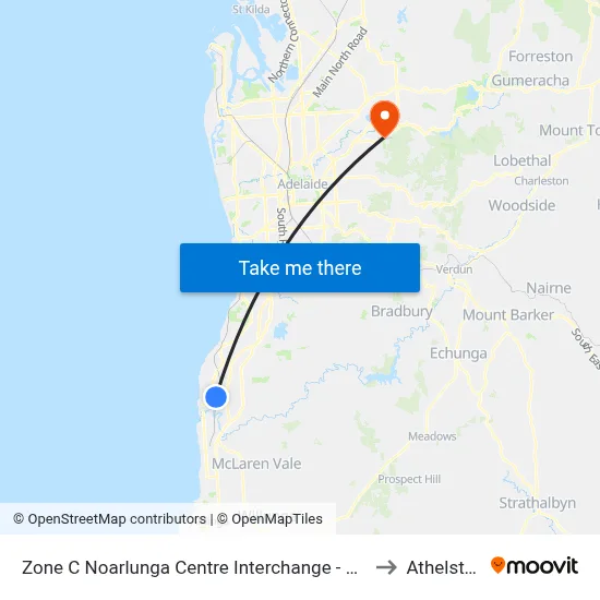 Zone C Noarlunga Centre Interchange - West side to Athelstone map