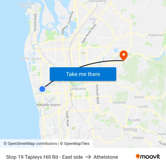 Stop 19 Tapleys Hill Rd - East side to Athelstone map