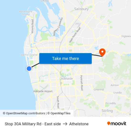 Stop 30A Military Rd - East side to Athelstone map