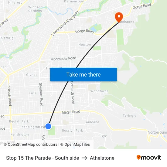 Stop 15 The Parade - South side to Athelstone map