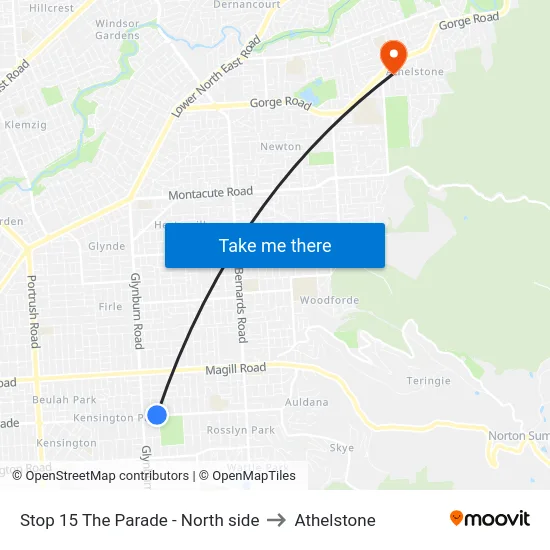 Stop 15 The Parade - North side to Athelstone map
