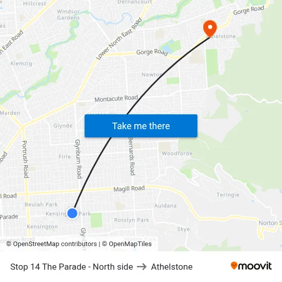 Stop 14 The Parade - North side to Athelstone map