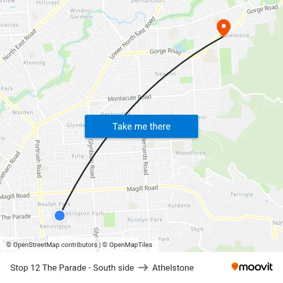 Stop 12 The Parade - South side to Athelstone map