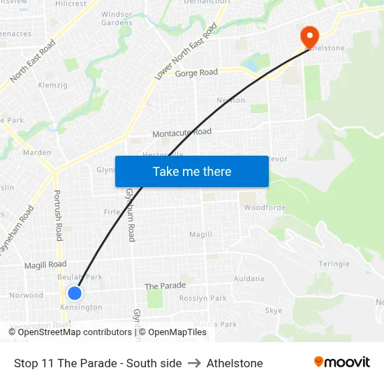 Stop 11 The Parade - South side to Athelstone map