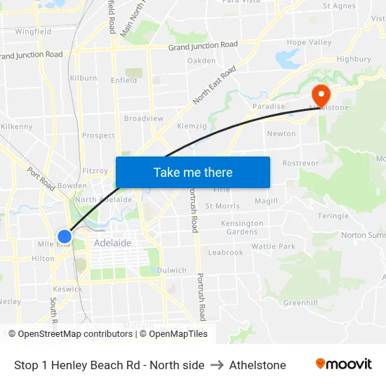Stop 1 Henley Beach Rd - North side to Athelstone map