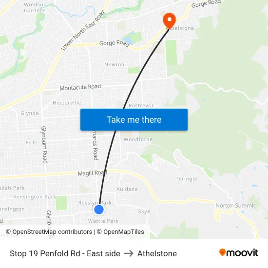 Stop 19 Penfold Rd - East side to Athelstone map