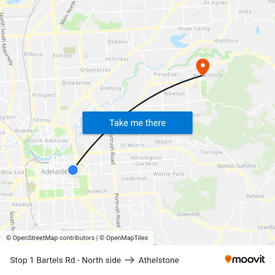 Stop 1 Bartels Rd - North side to Athelstone map