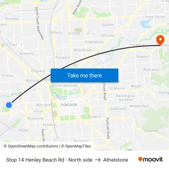 Stop 14 Henley Beach Rd - North side to Athelstone map