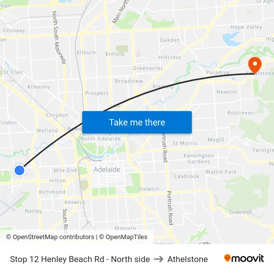 Stop 12 Henley Beach Rd - North side to Athelstone map