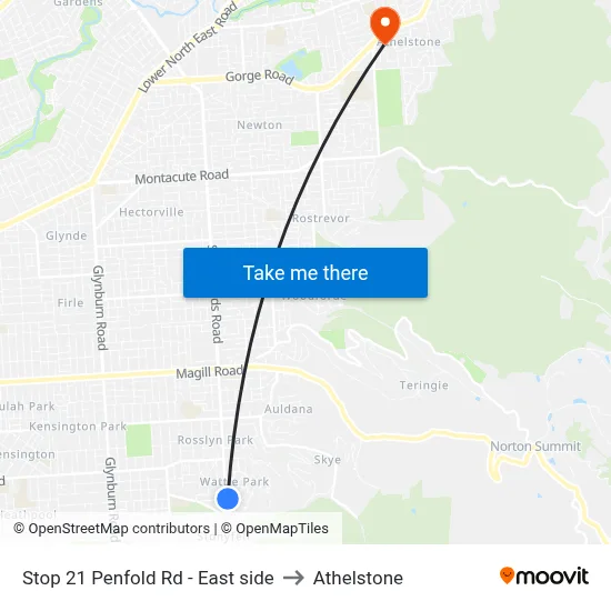 Stop 21 Penfold Rd - East side to Athelstone map