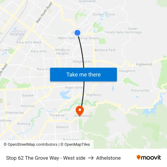 Stop 62 The Grove Way - West side to Athelstone map