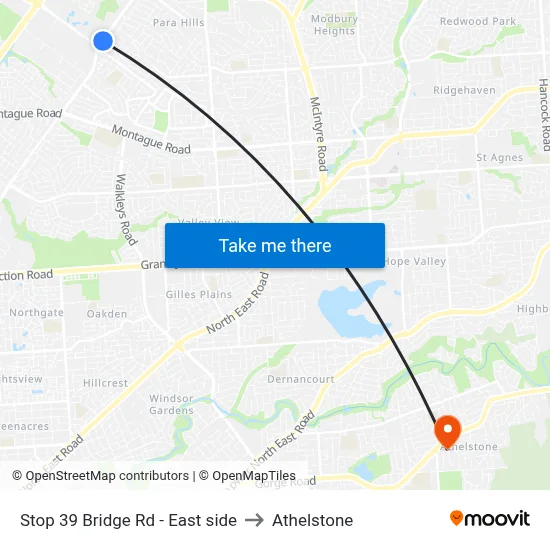 Stop 39 Bridge Rd - East side to Athelstone map