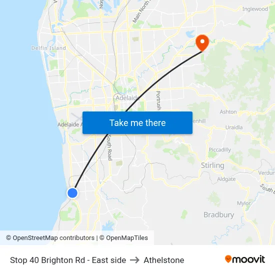 Stop 40 Brighton Rd - East side to Athelstone map