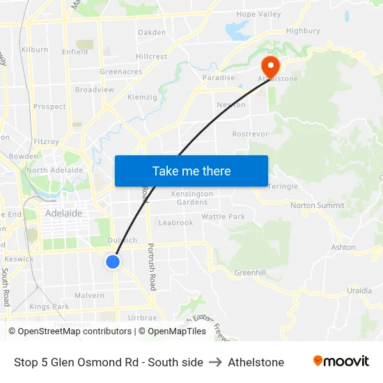Stop 5 Glen Osmond Rd - South side to Athelstone map