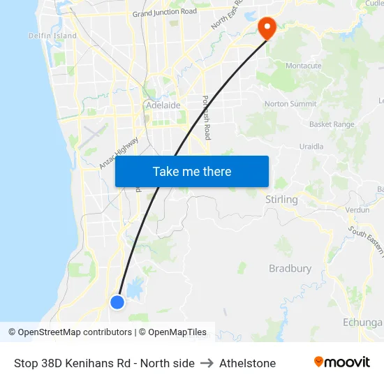 Stop 38D Kenihans Rd - North side to Athelstone map