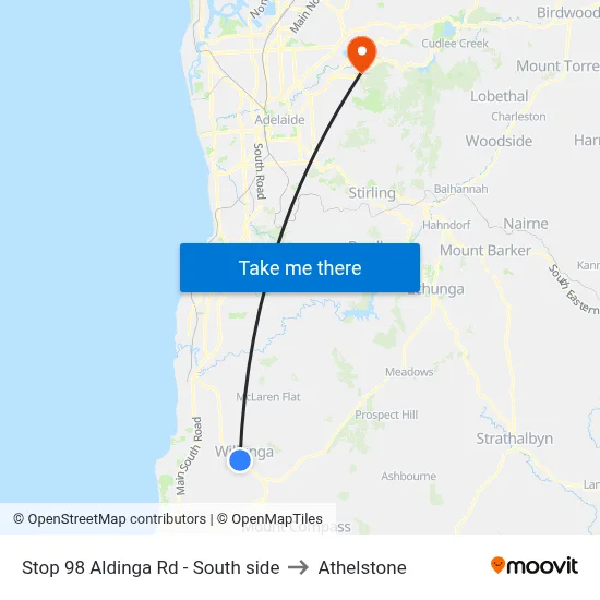 Stop 98 Aldinga Rd - South side to Athelstone map