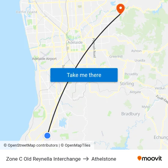 Zone C Old Reynella Interchange to Athelstone map