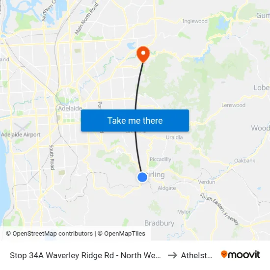 Stop 34A Waverley Ridge Rd - North West side to Athelstone map