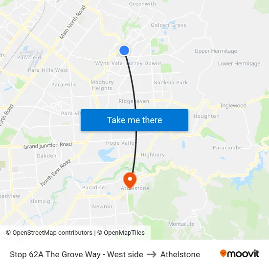 Stop 62A The Grove Way - West side to Athelstone map