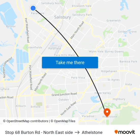 Stop 68 Burton Rd - North East side to Athelstone map