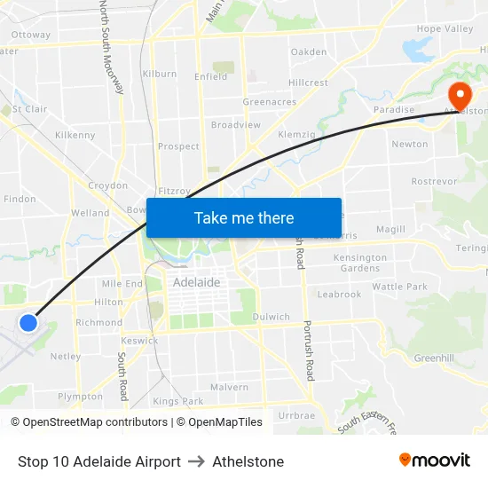 Stop 10 Adelaide Airport to Athelstone map