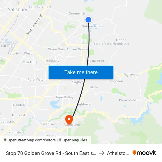 Stop 78 Golden Grove Rd - South East side to Athelstone map