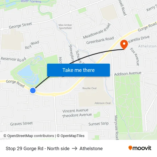 Stop 29 Gorge Rd - North side to Athelstone map