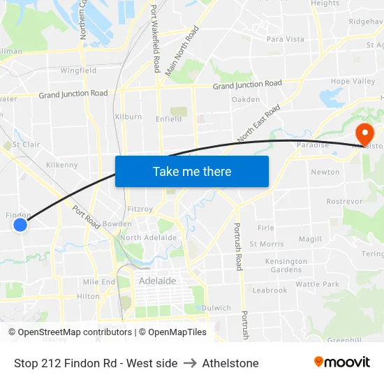 Stop 212 Findon Rd - West side to Athelstone map