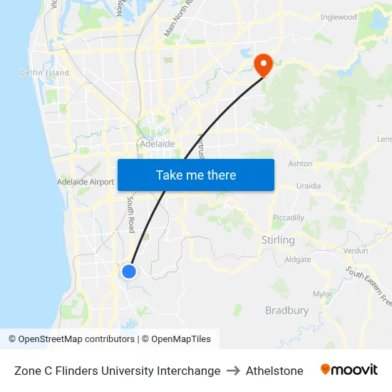 Zone C Flinders University Interchange to Athelstone map