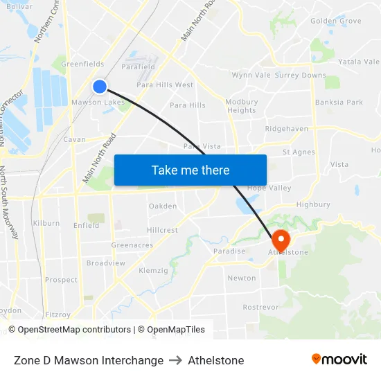 Zone D Mawson Interchange to Athelstone map