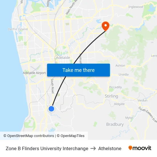 Zone B Flinders University Interchange to Athelstone map