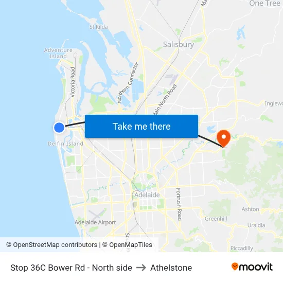 Stop 36C Bower Rd - North side to Athelstone map