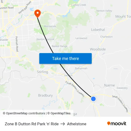 Zone B Dutton Rd Park 'n' Ride to Athelstone map