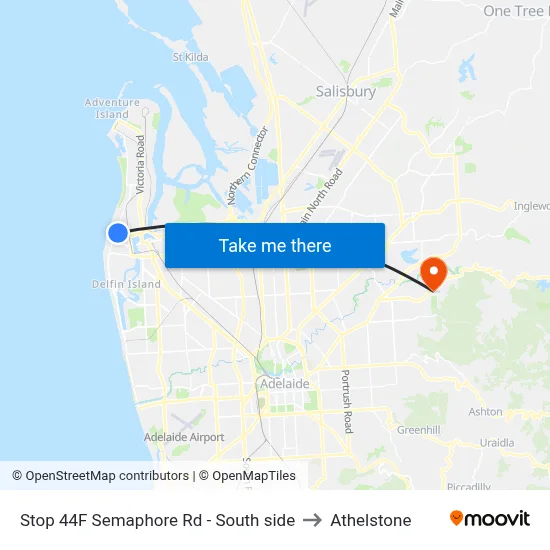 Stop 44F Semaphore Rd - South side to Athelstone map