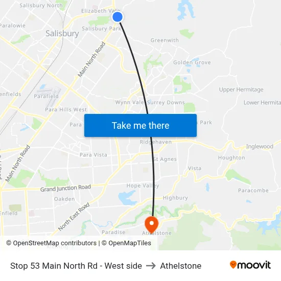 Stop 53 Main North Rd - West side to Athelstone map