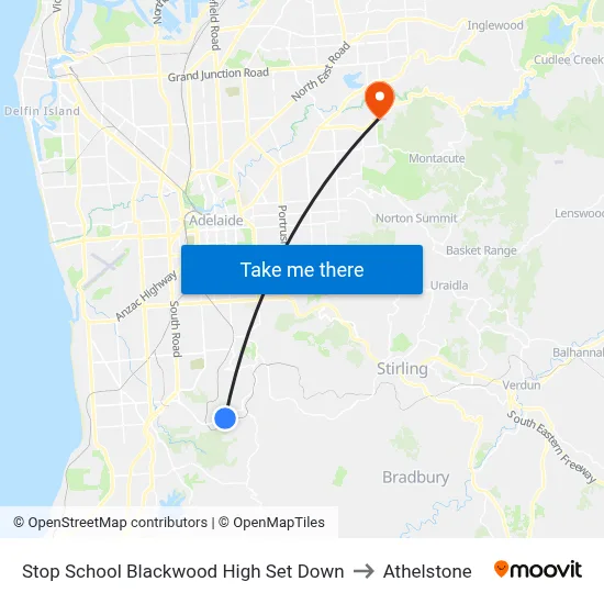 Stop School Blackwood High Set Down to Athelstone map