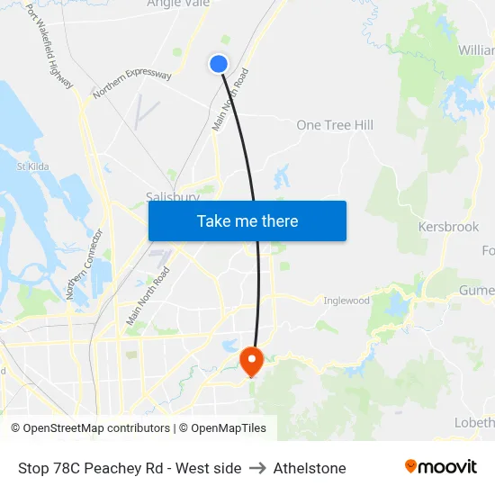 Stop 78C Peachey Rd - West side to Athelstone map