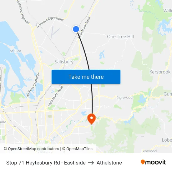 Stop 71 Heytesbury Rd - East side to Athelstone map