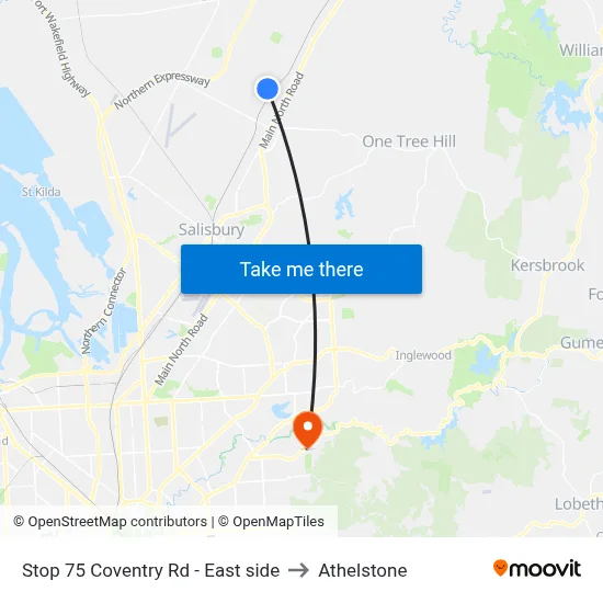 Stop 75 Coventry Rd - East side to Athelstone map