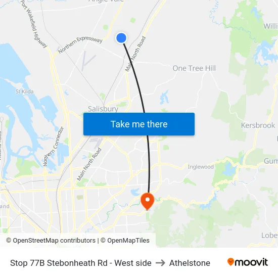 Stop 77B Stebonheath Rd - West side to Athelstone map
