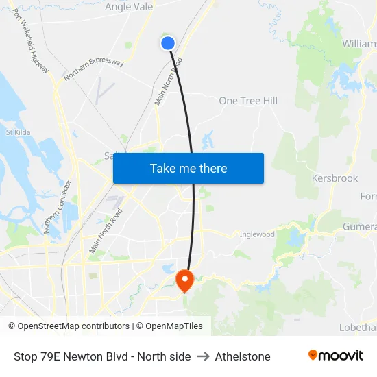 Stop 79E Newton Blvd - North side to Athelstone map