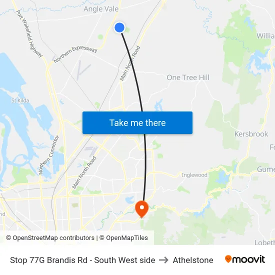 Stop 77G Brandis Rd - South West side to Athelstone map