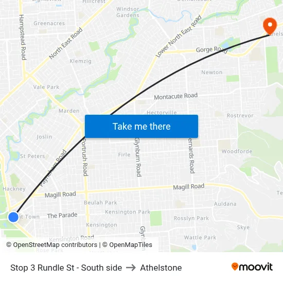 Stop 3 Rundle St - South side to Athelstone map