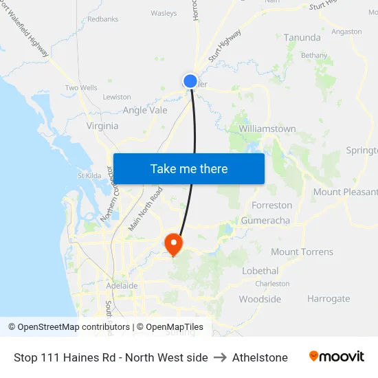 Stop 111 Haines Rd - North West side to Athelstone map