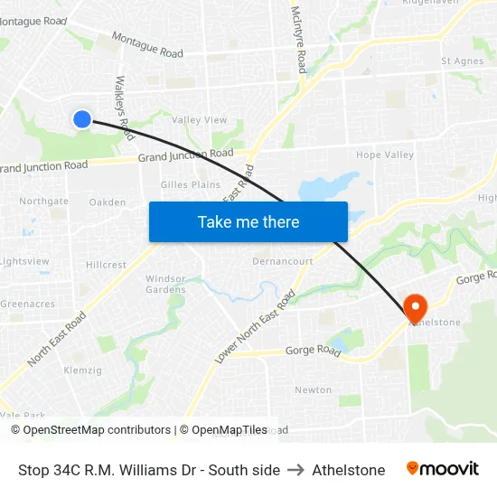 Stop 34C R.M. Williams Dr - South side to Athelstone map