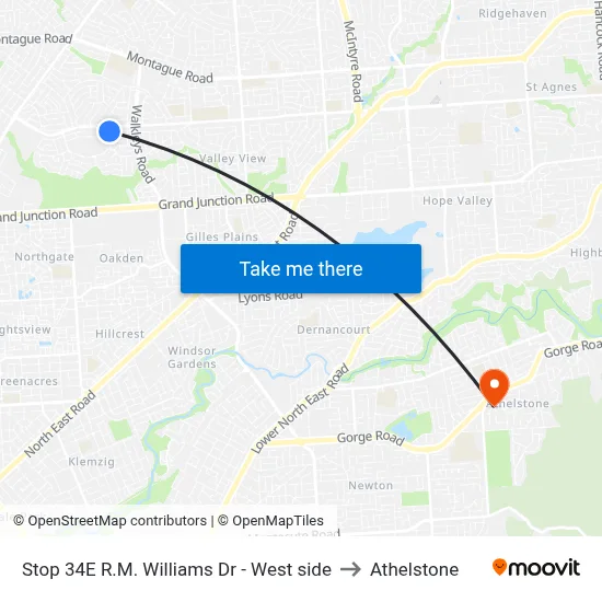 Stop 34E R.M. Williams Dr - West side to Athelstone map
