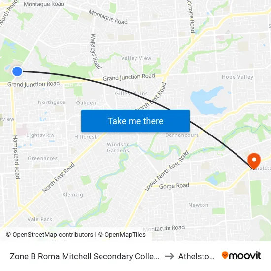 Zone B Roma Mitchell Secondary College to Athelstone map